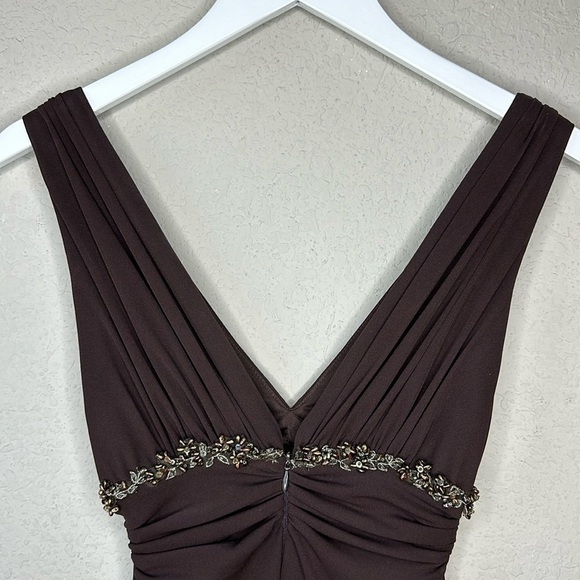 David Meister Brown Beaded Bodice Midi Dress Size 2 - Picture 6 of 15